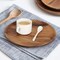 2 Pcs 10 Inch Acacia Wood Dinner Plates Set for Eating Wooden Round Charcuterie Boards Kitchen Serving Platters for Food Dishes Cheese Tray Dessert Salad Plate Wood Charger Plates Decorative Trays